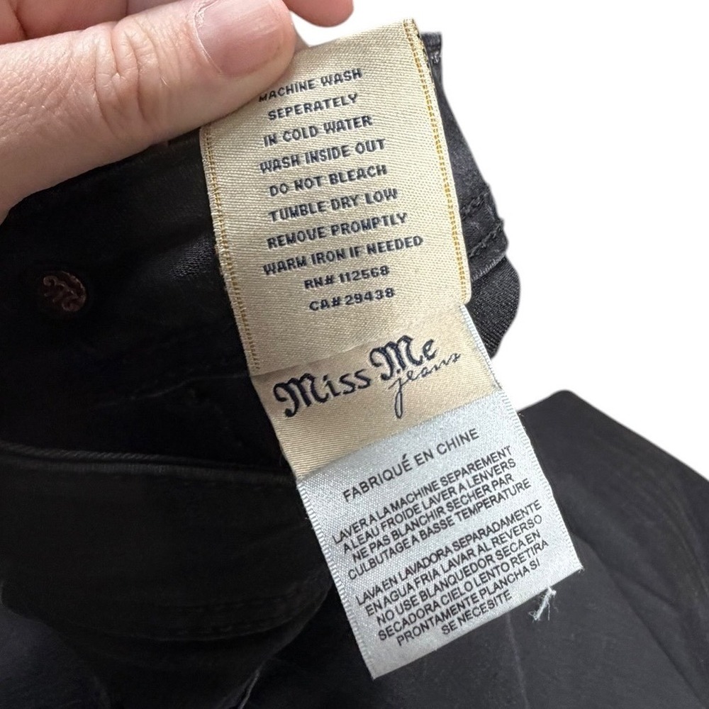 Miss Me Black Skinny Jeans Embroidered Cross Rhinestone Stretch Womens 32 - Picture 10 of 10